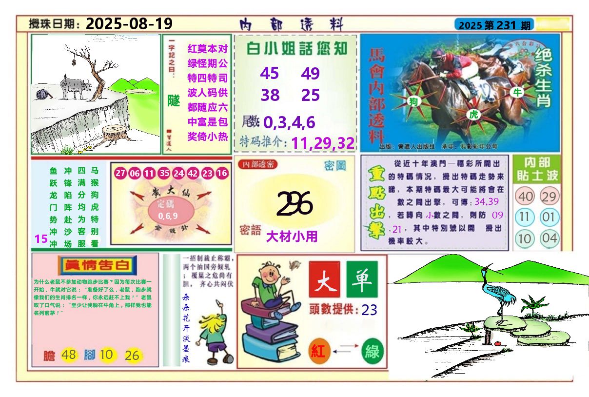 澳门内部透料A 第231期