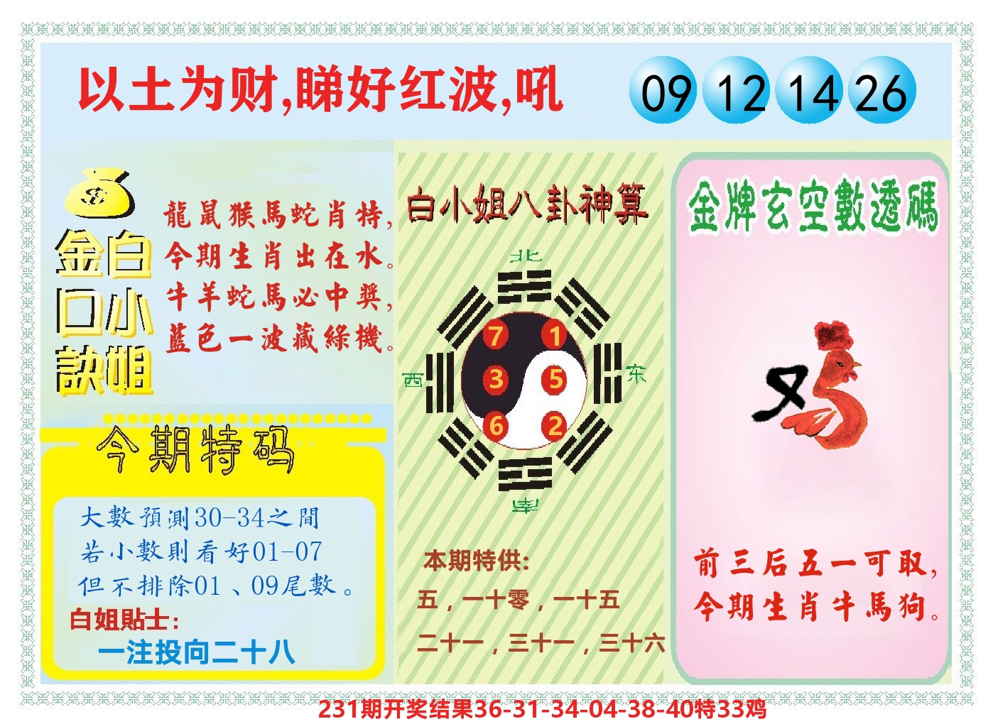 白小姐金口决 第232期