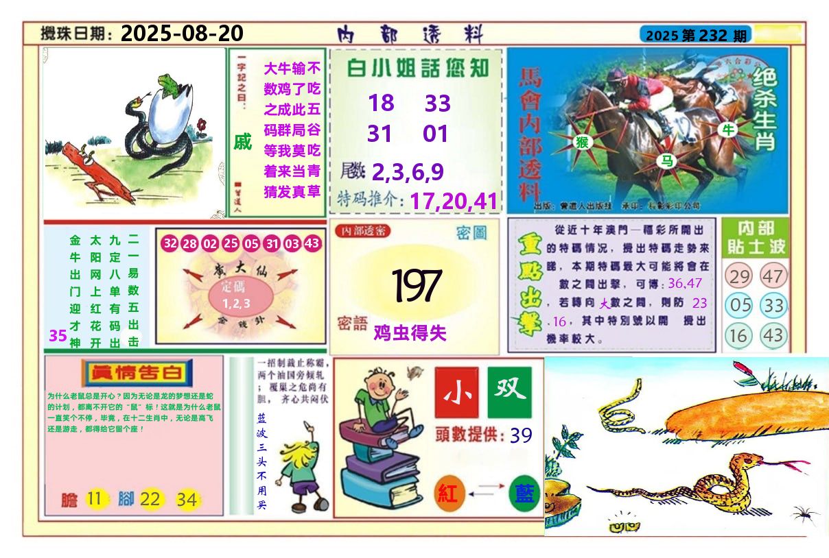 澳门内部透料A 第232期