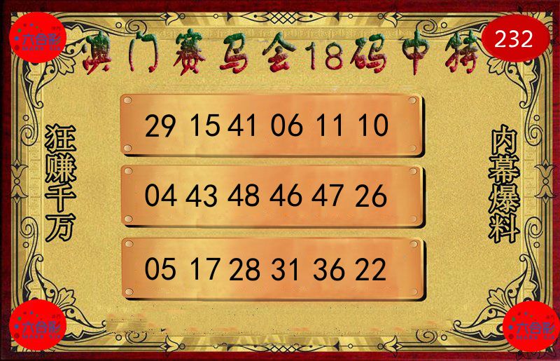 赛马会18码 第232期