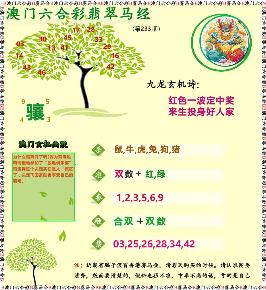 翡翠马经 第233期