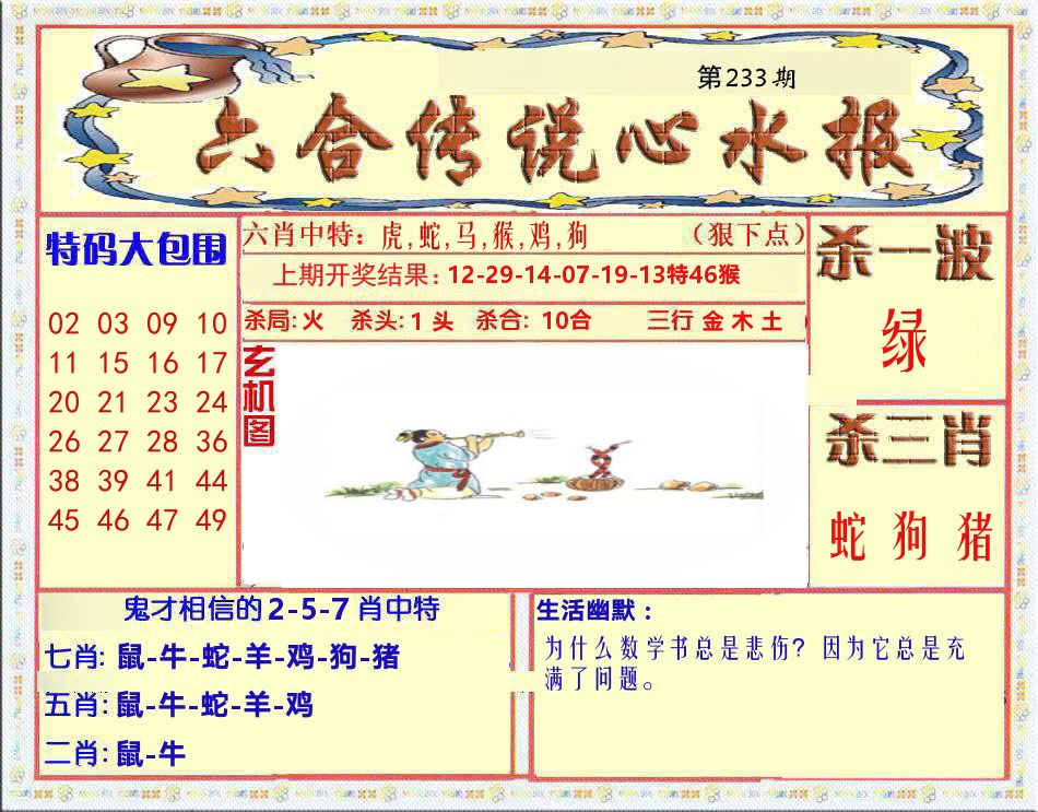 六合传说心水报 第233期