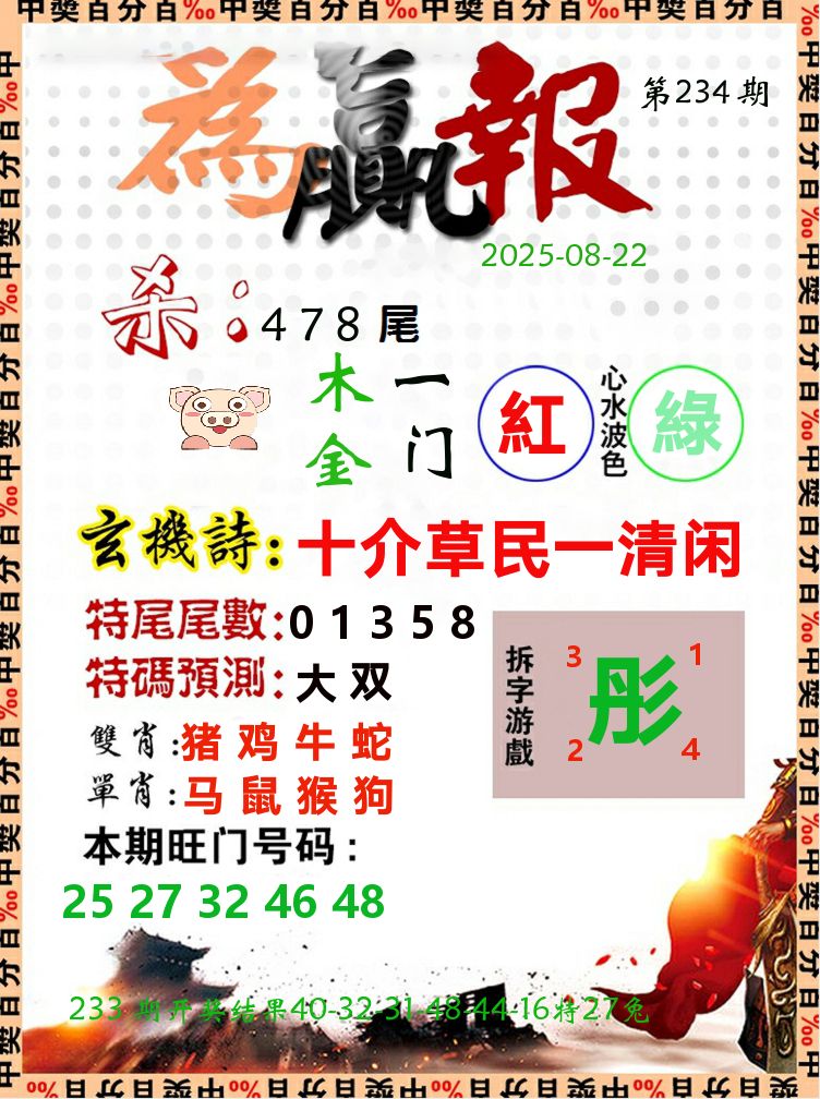 为赢报 第234期