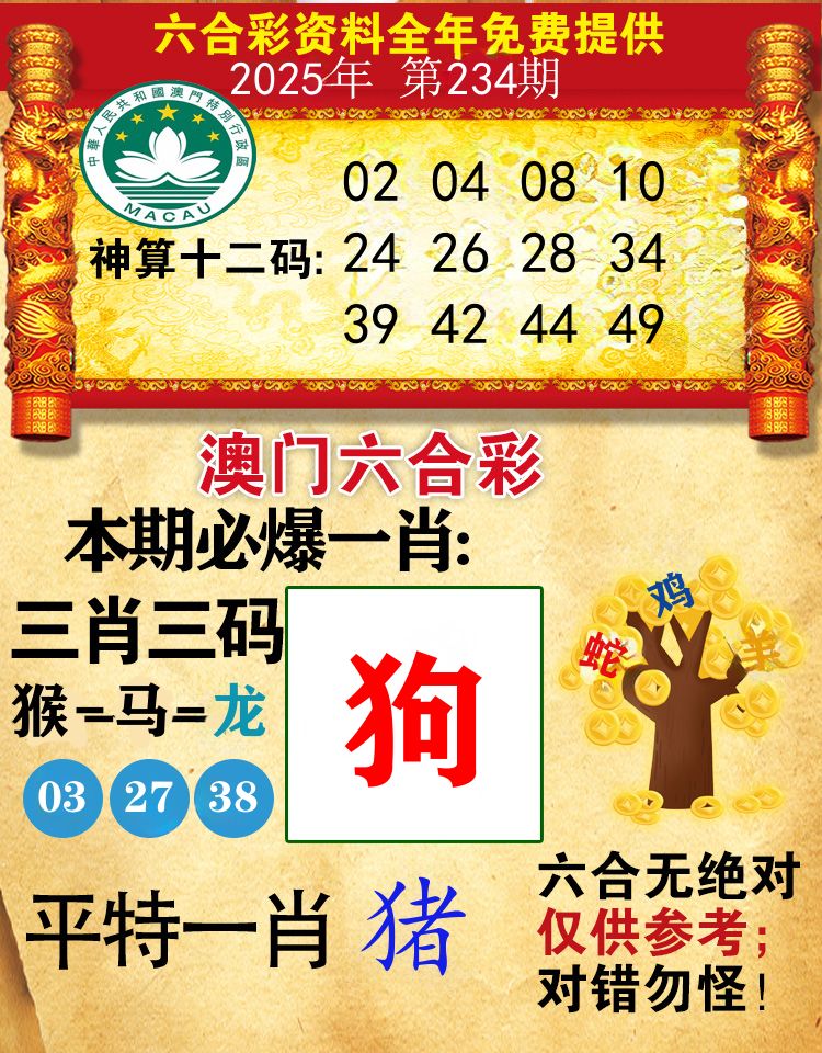 澳门必爆 第234期