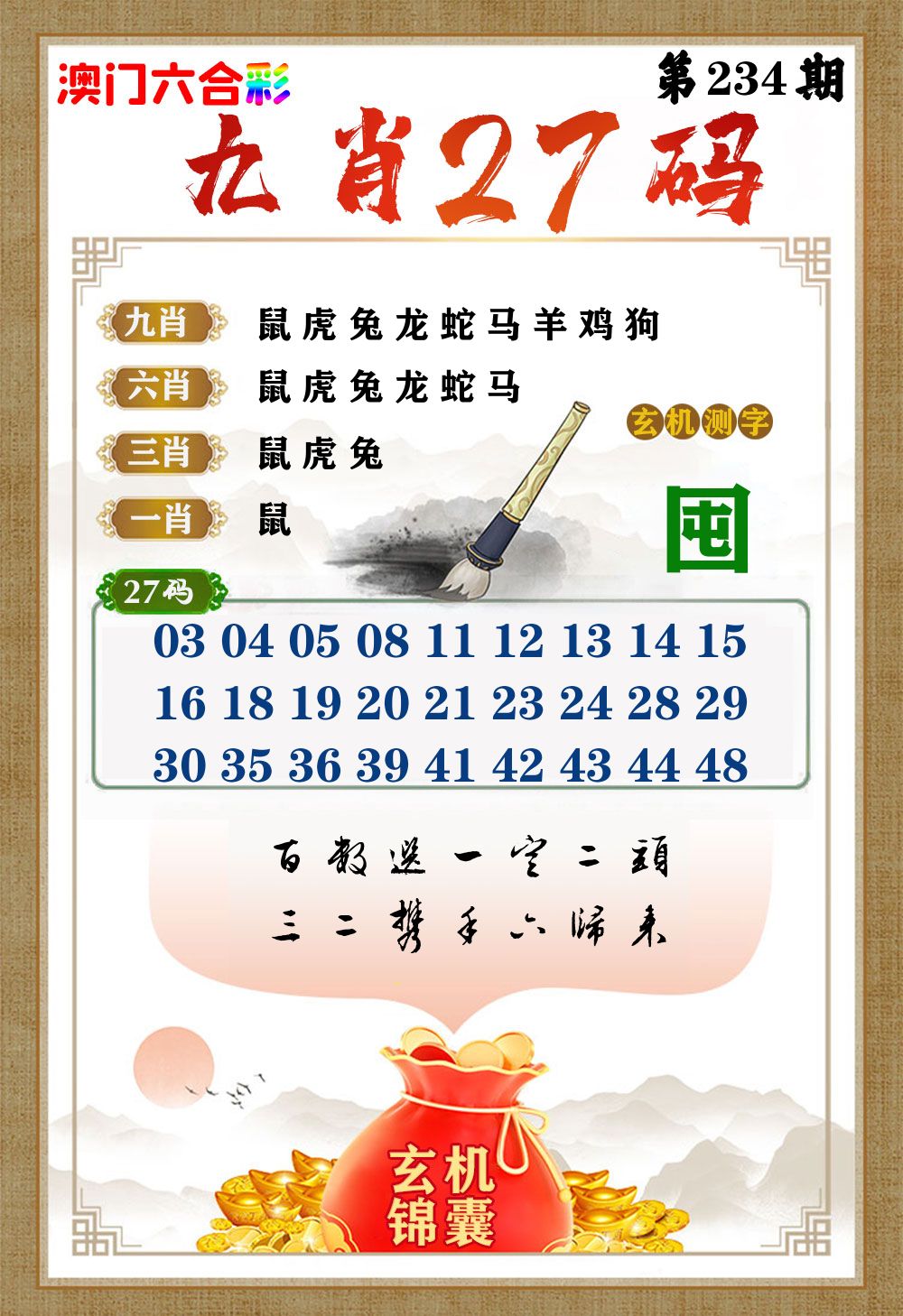 玄机锦囊 第234期