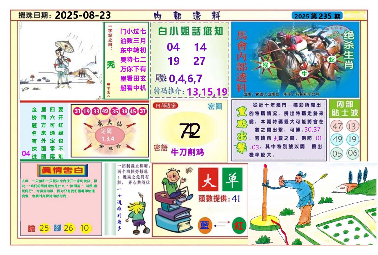 澳门内部透料A 第235期