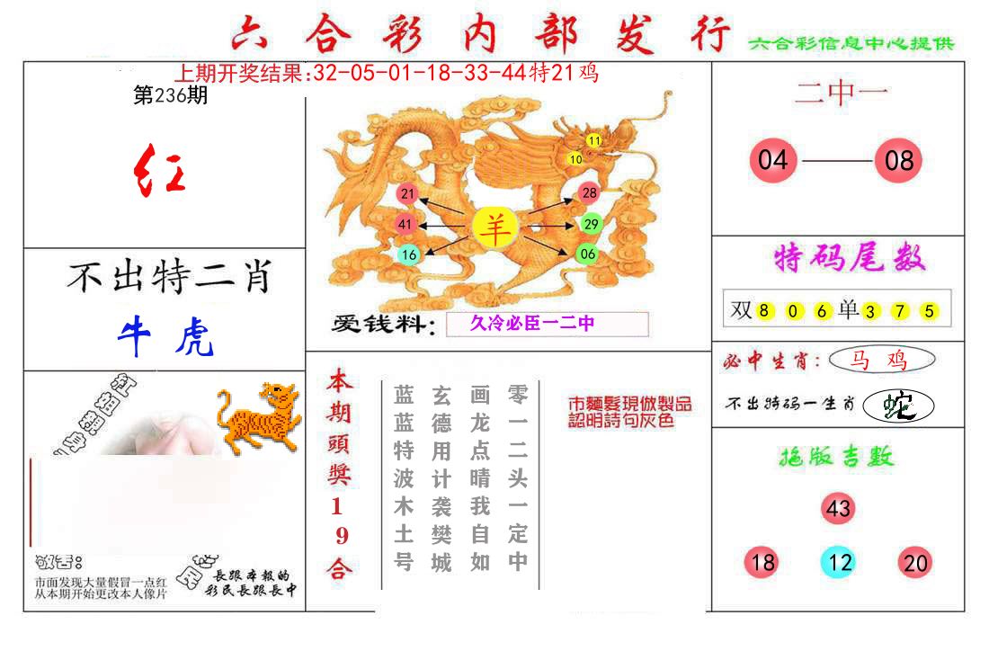 六合彩内部发行 第236期