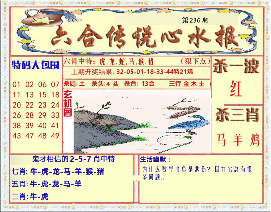六合传说心水报 第236期