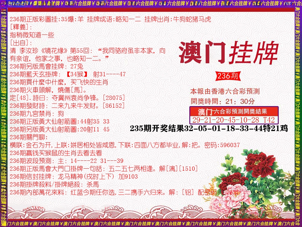 澳门挂牌 第236期