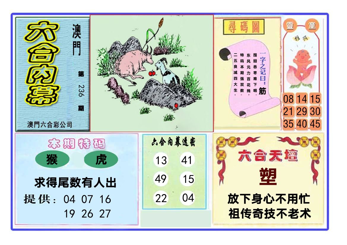 六合内幕 第236期