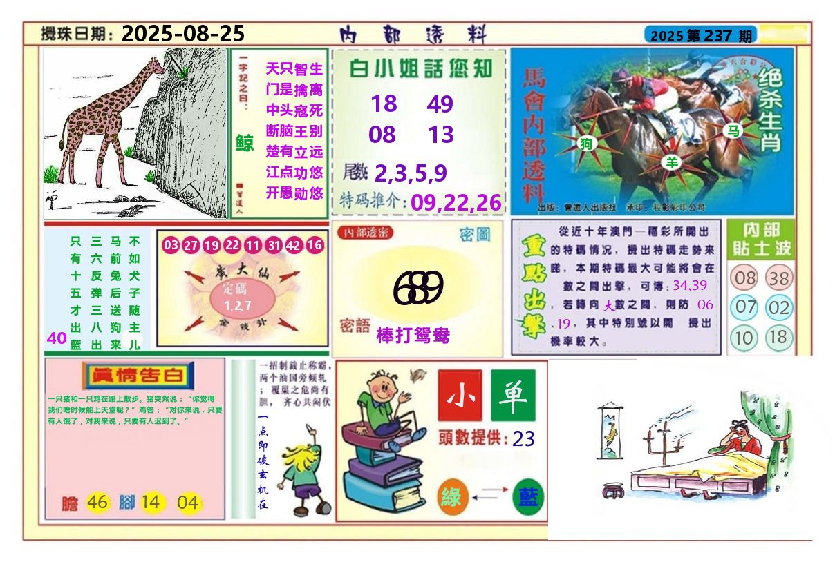 澳门内部透料A 第237期