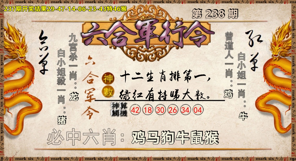 六合军行令 第238期