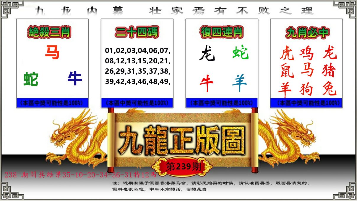 九龙正版图 第239期