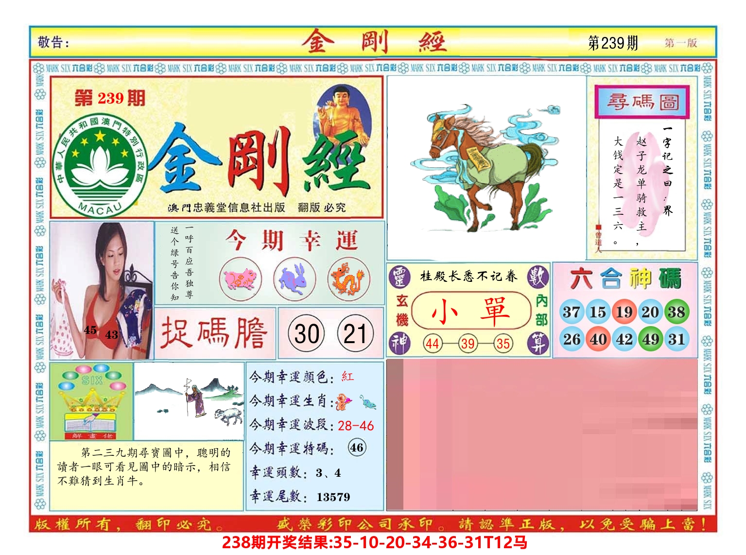 澳门金刚经 第239期