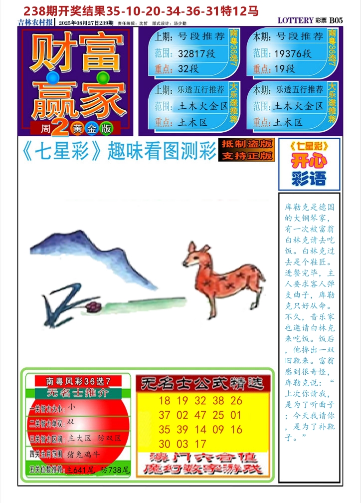 七星彩图A 第239期