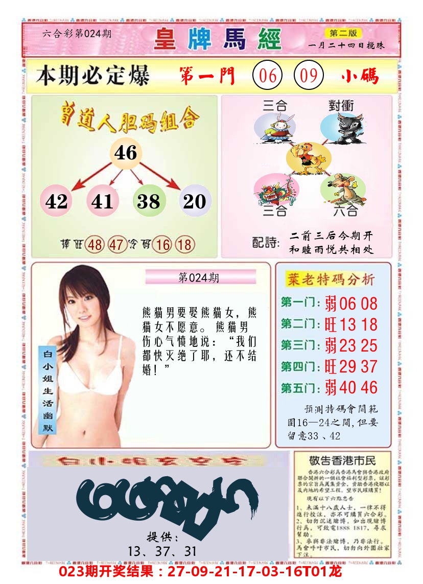 澳门皇牌马经B 第24期
