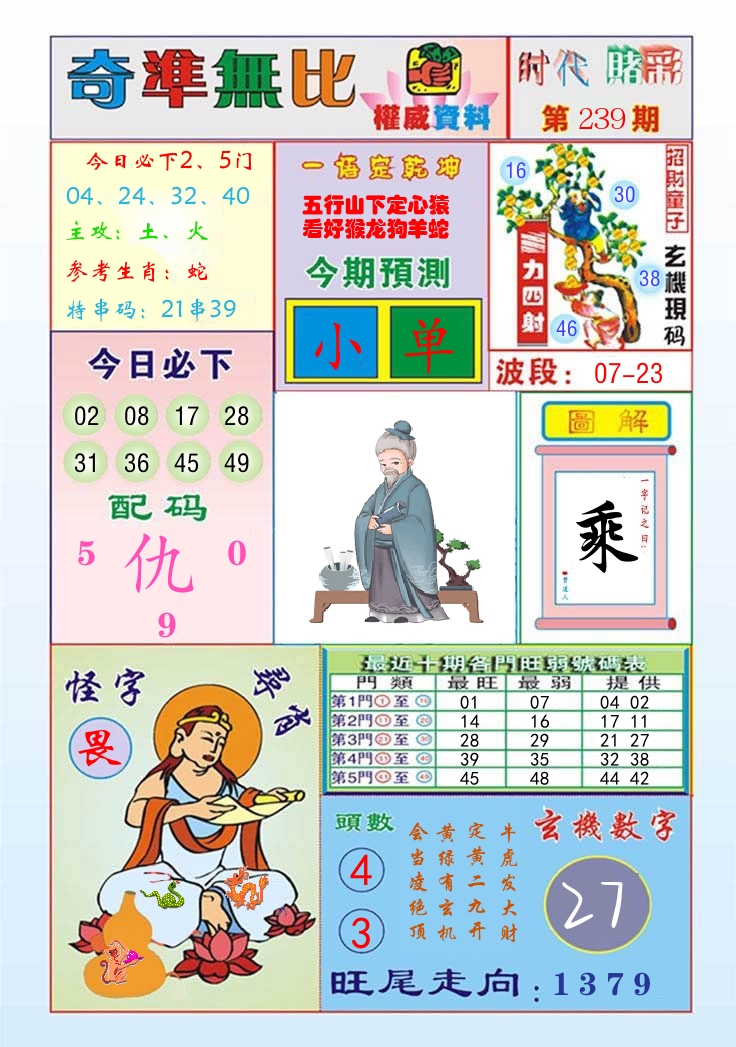 时代赌彩 第240期