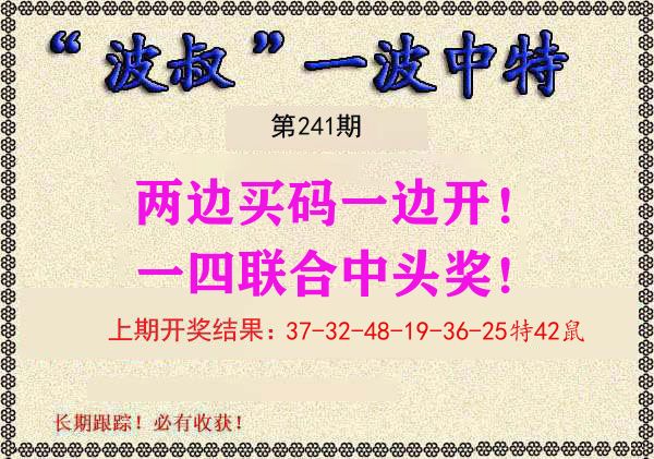 波叔中特 第241期