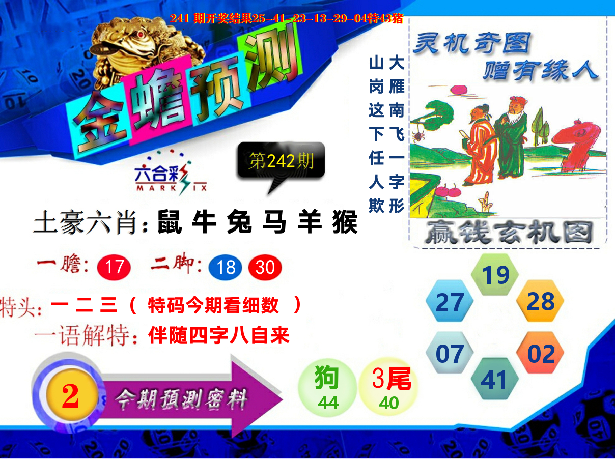 金蟾预测 第242期