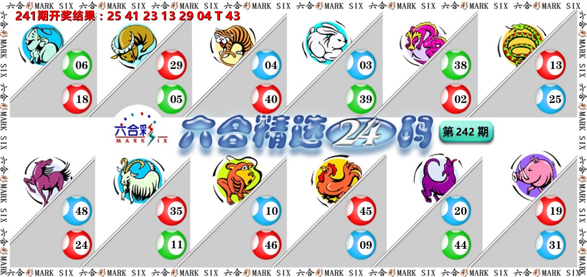 六合精选24码 第242期