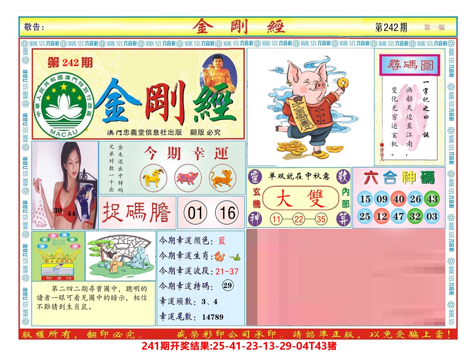 澳门金刚经 第242期