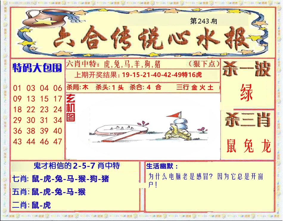 六合传说心水报 第243期