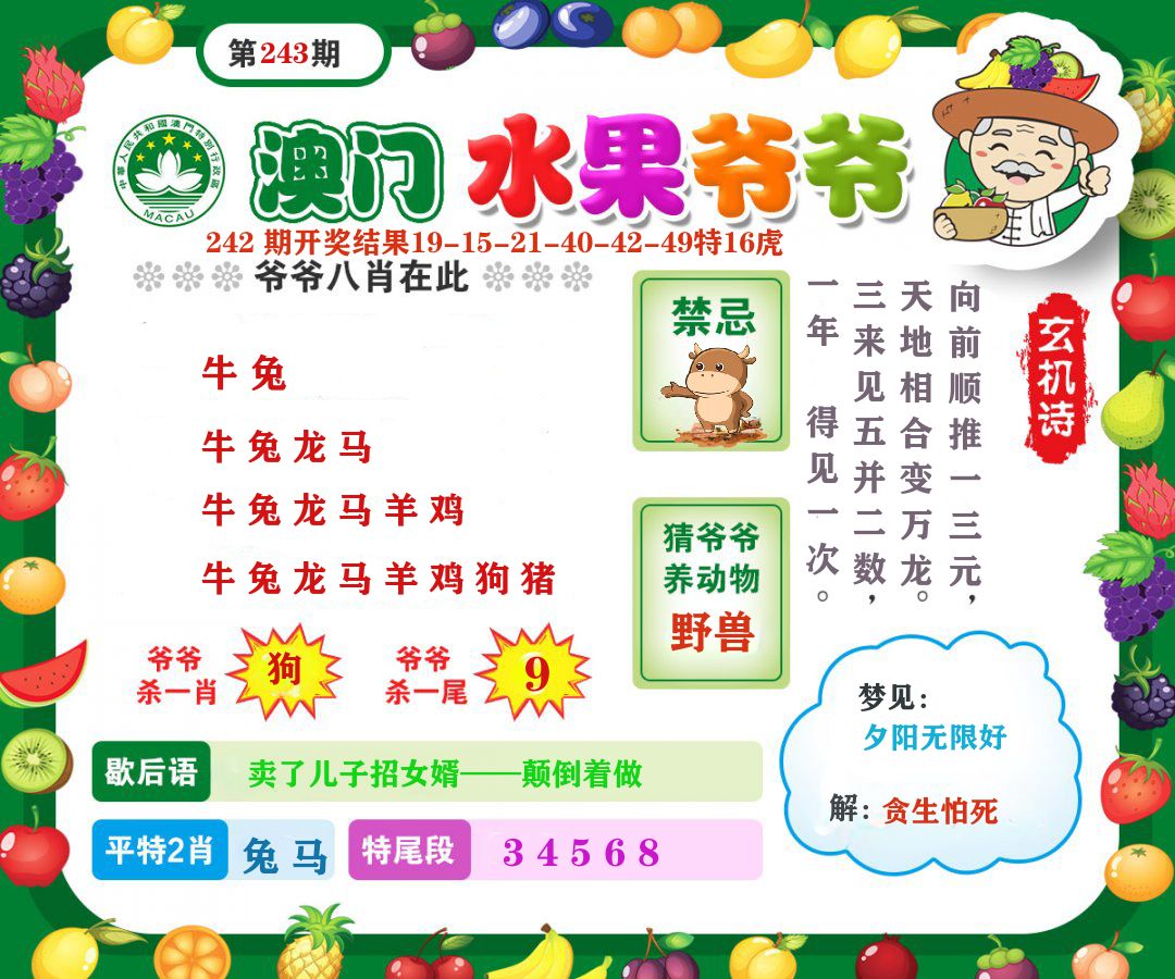 澳门水果爷爷 第243期