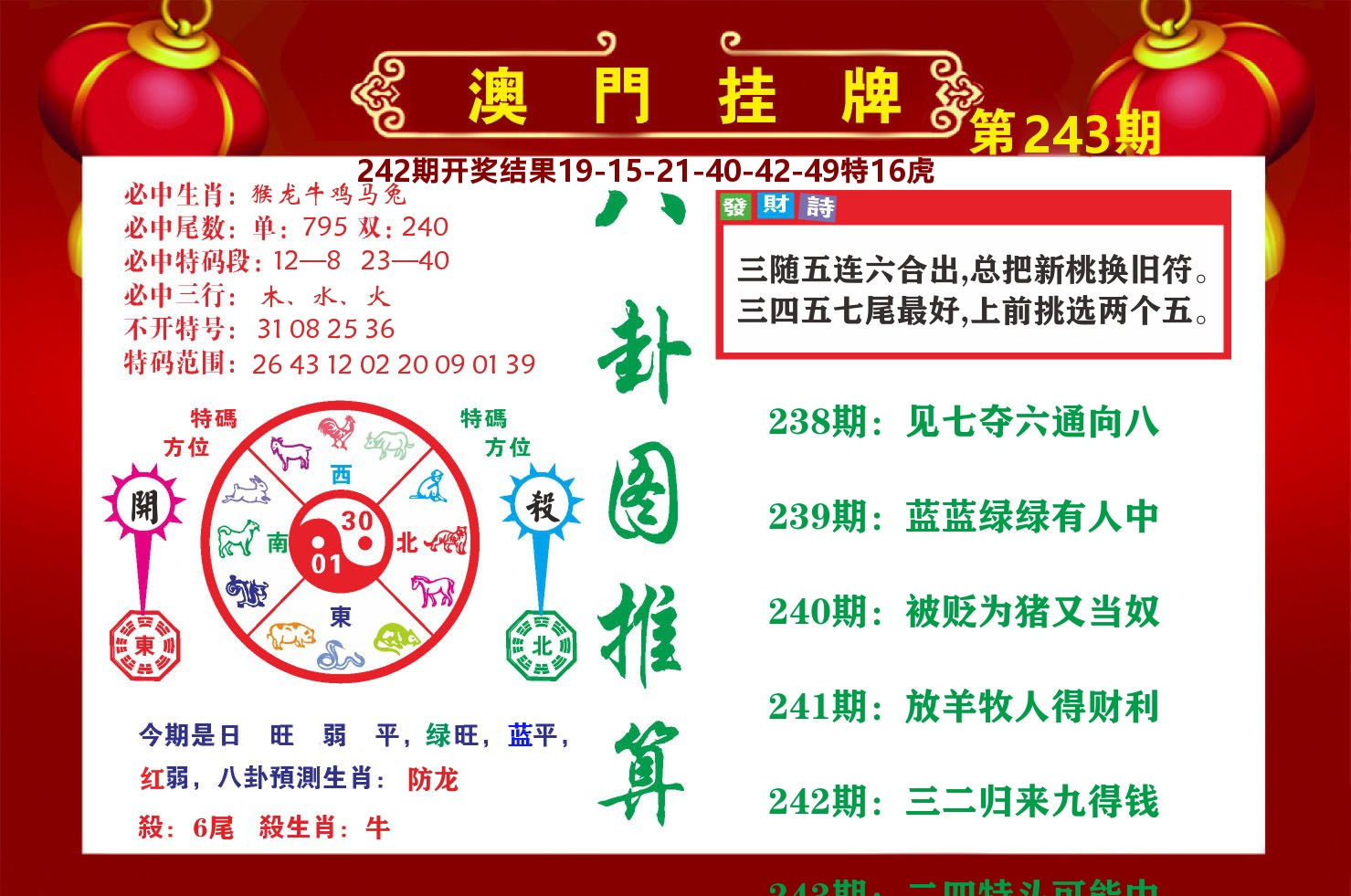 粤彩联盟B 第243期