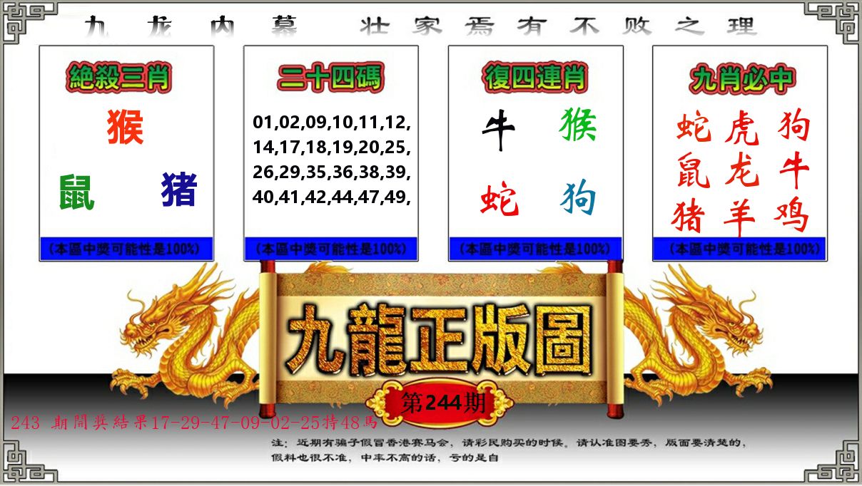 九龙正版图 第244期