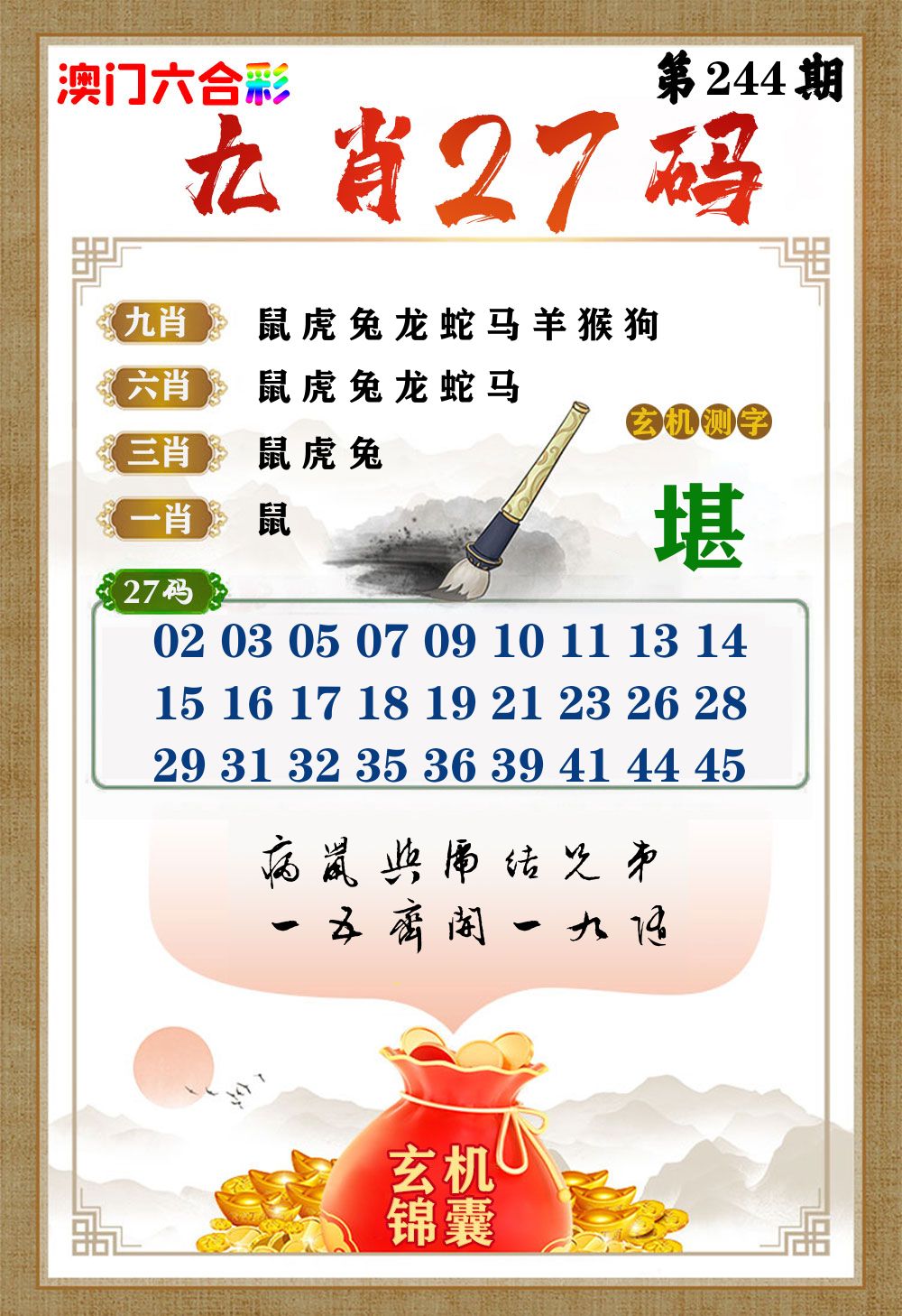 玄机锦囊 第244期