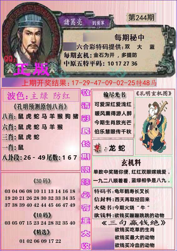诸葛亮正版 第244期