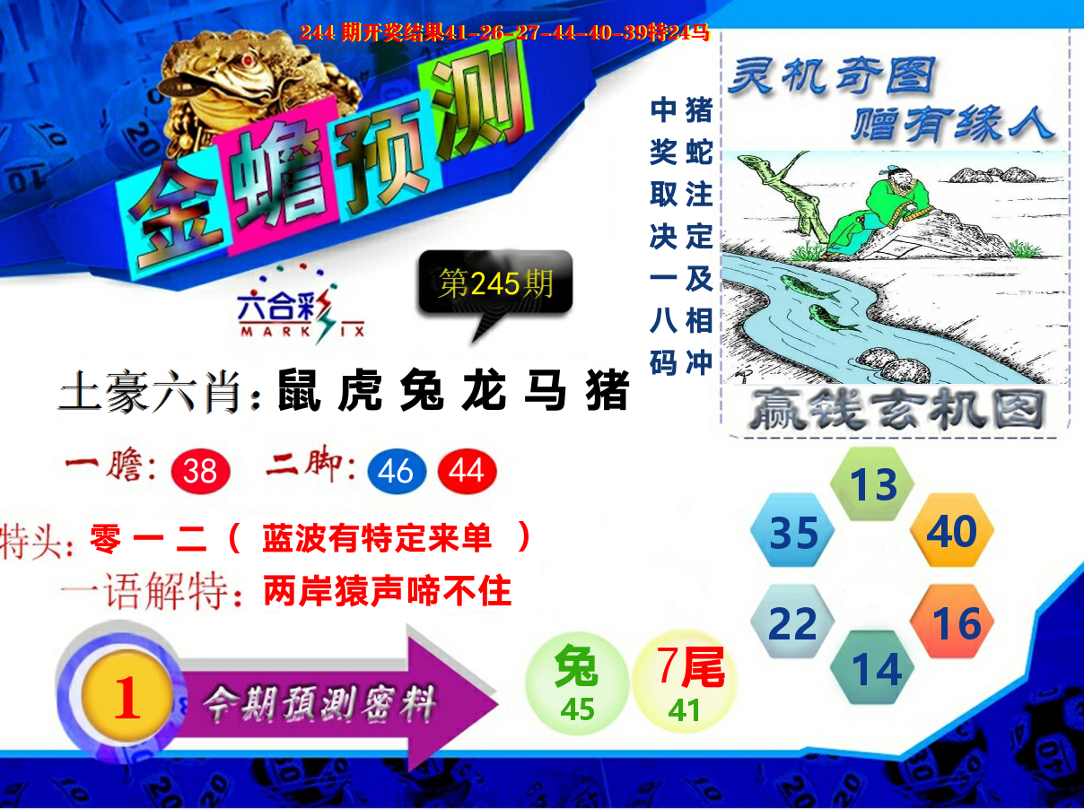 金蟾预测 第245期