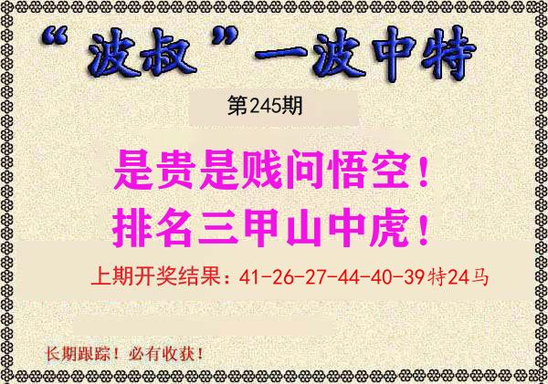 波叔中特 第245期