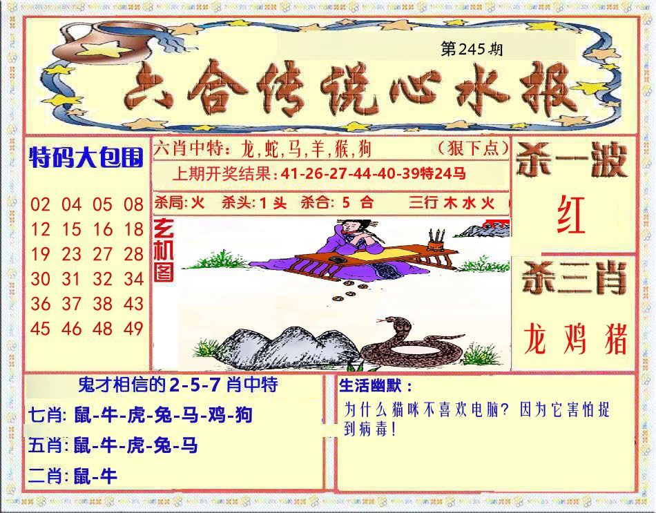 六合传说心水报 第245期