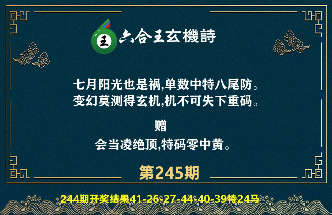 六合王玄机诗 第245期