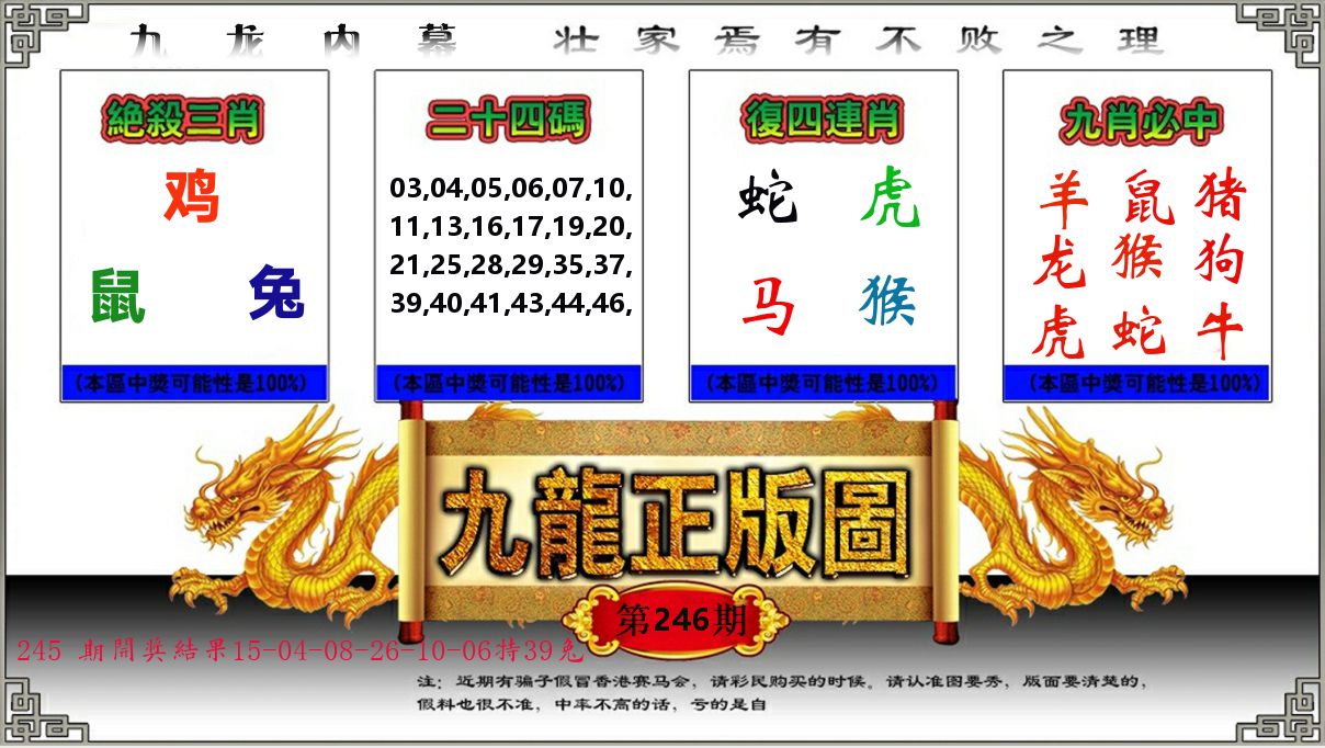 九龙正版图 第246期