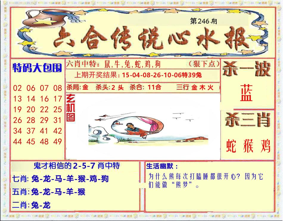 六合传说心水报 第246期