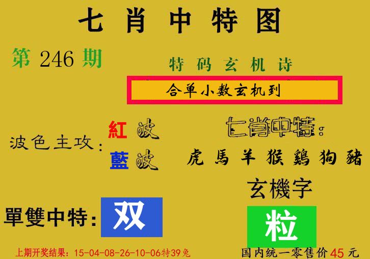 七肖中特图 第246期