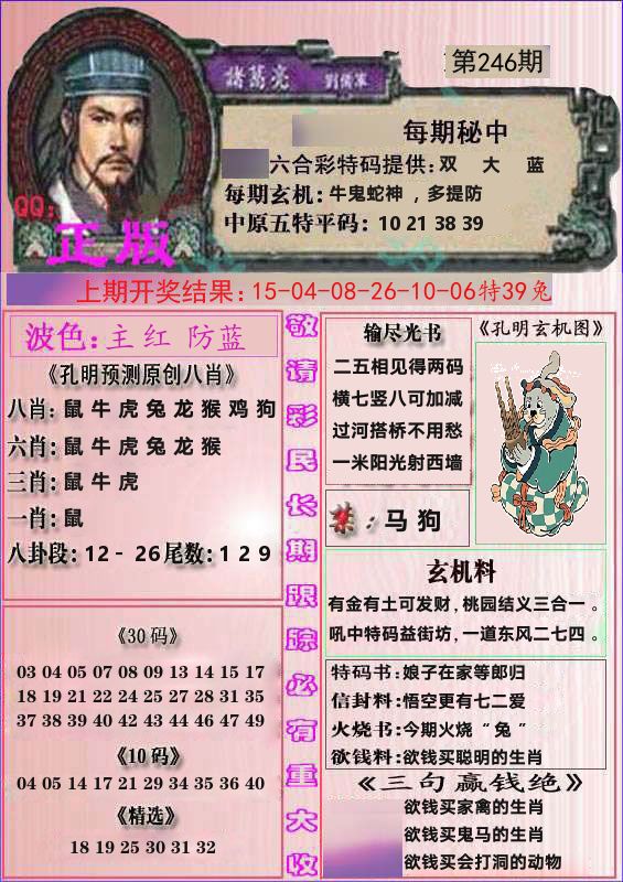 诸葛亮正版 第246期