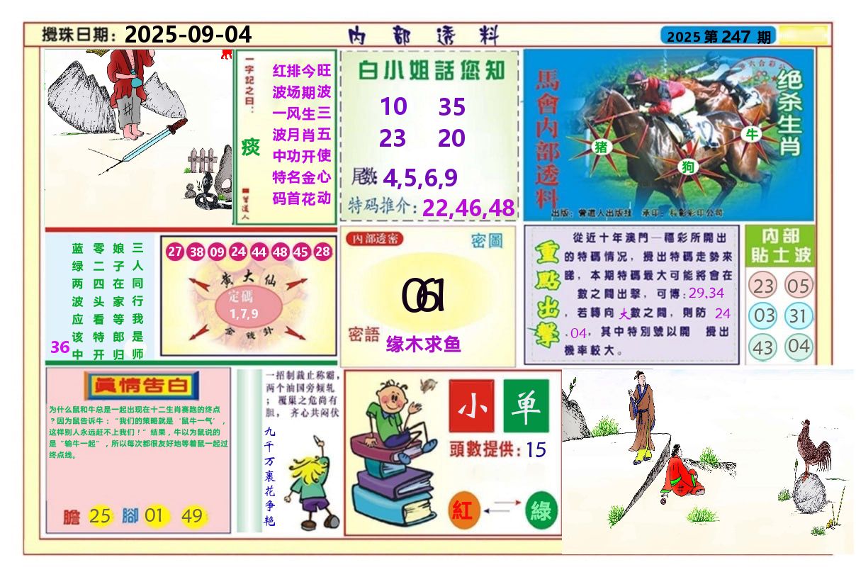 澳门内部透料A 第247期