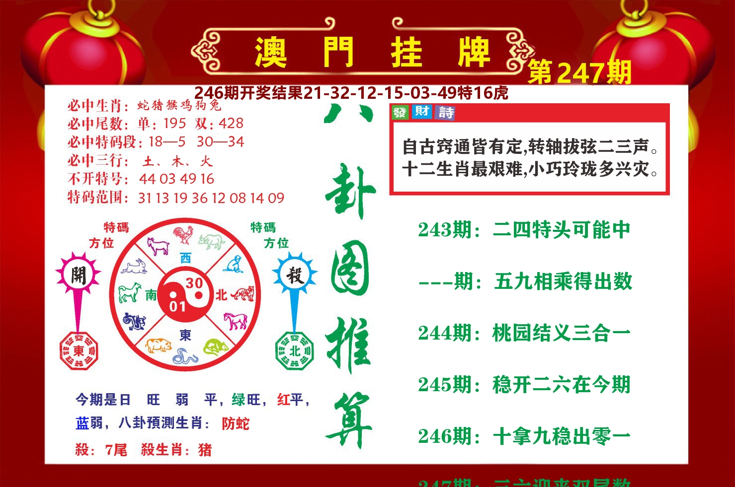 粤彩联盟B 第247期