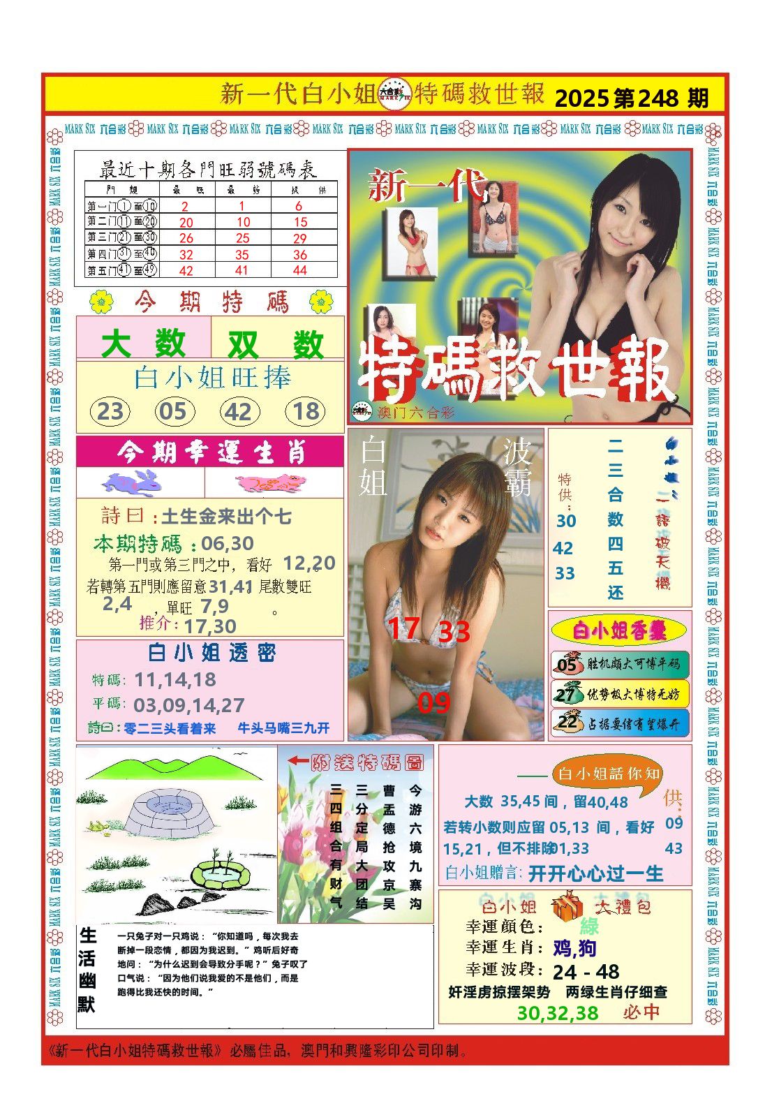澳门特码救世报 第248期