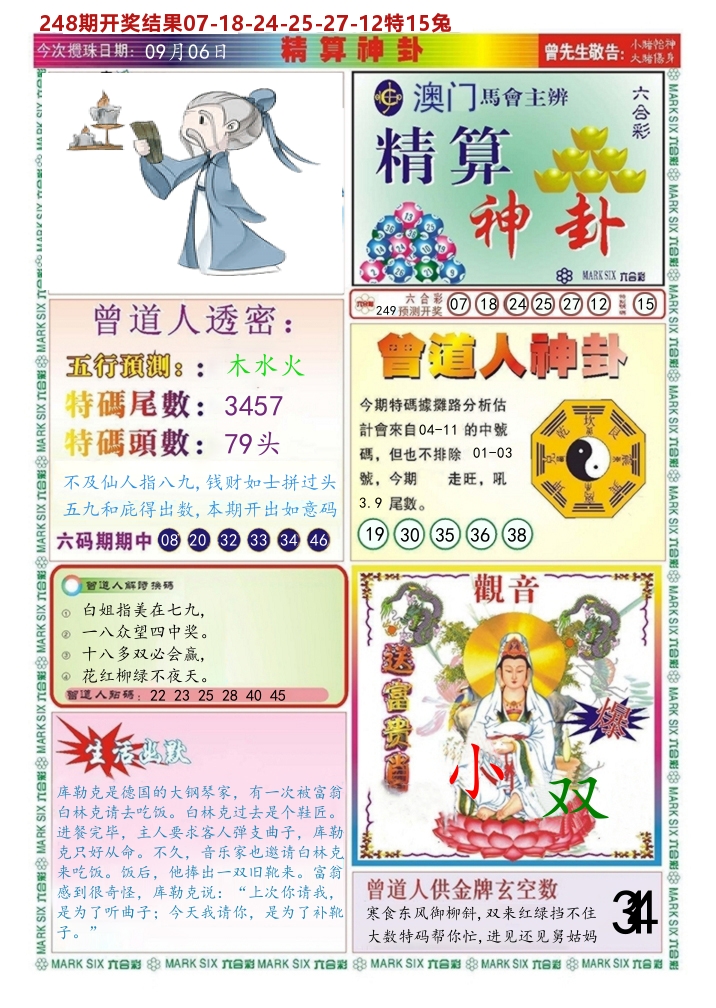 澳门精算神卦 第249期