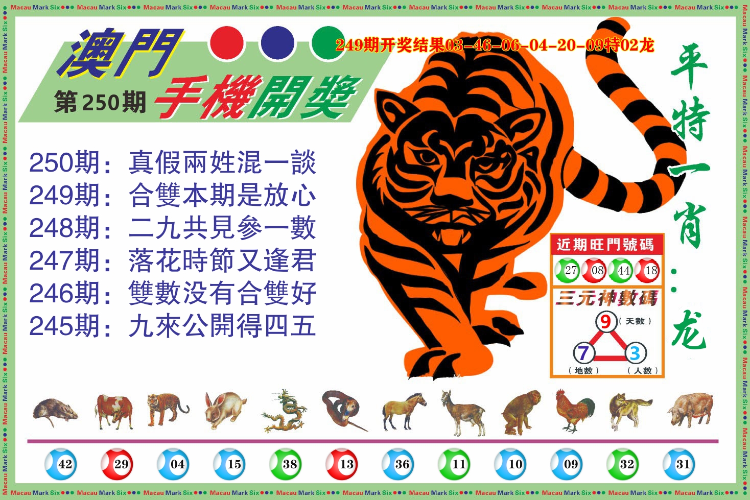 澳门开奖报 第250期