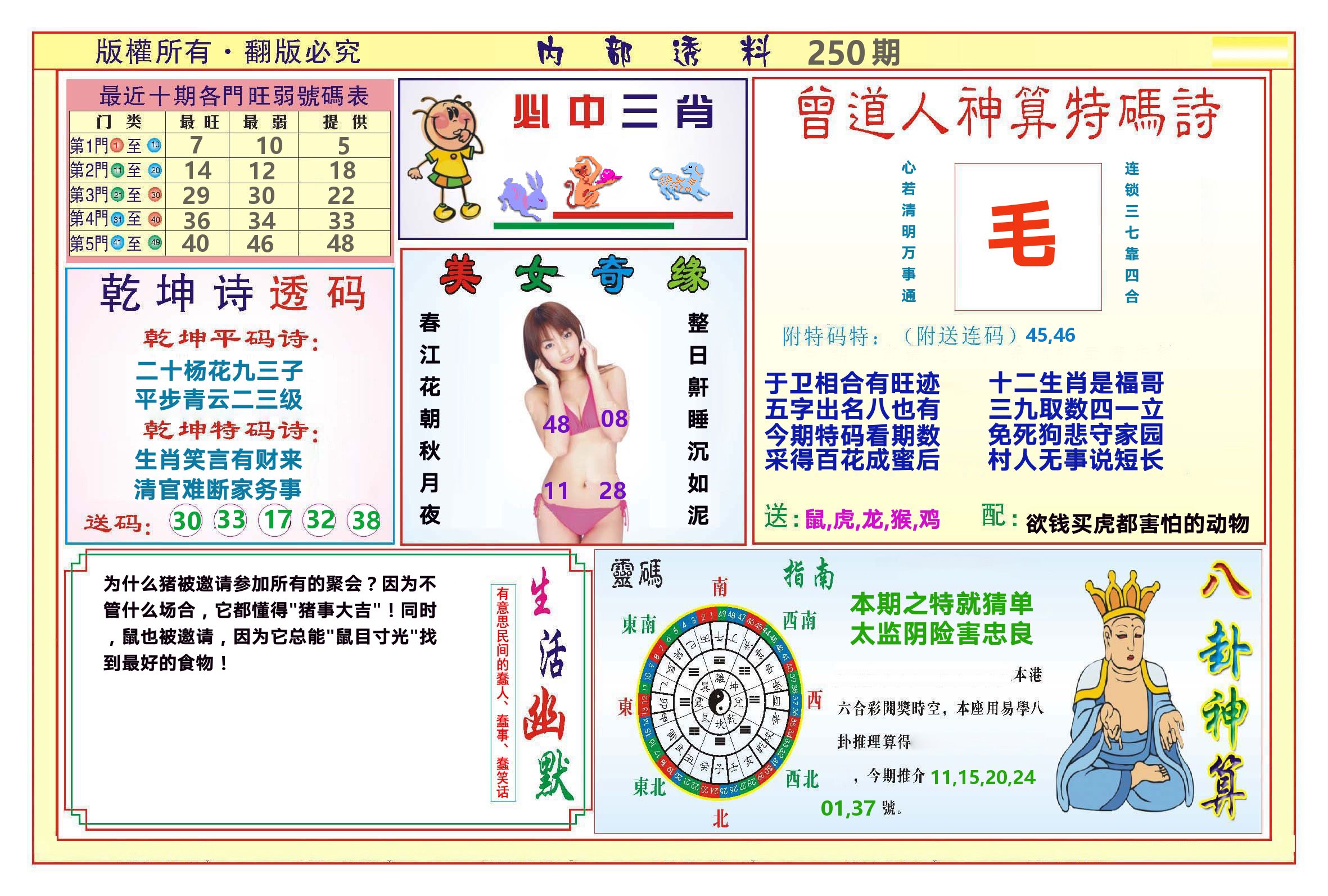 澳门内部透料B 第250期
