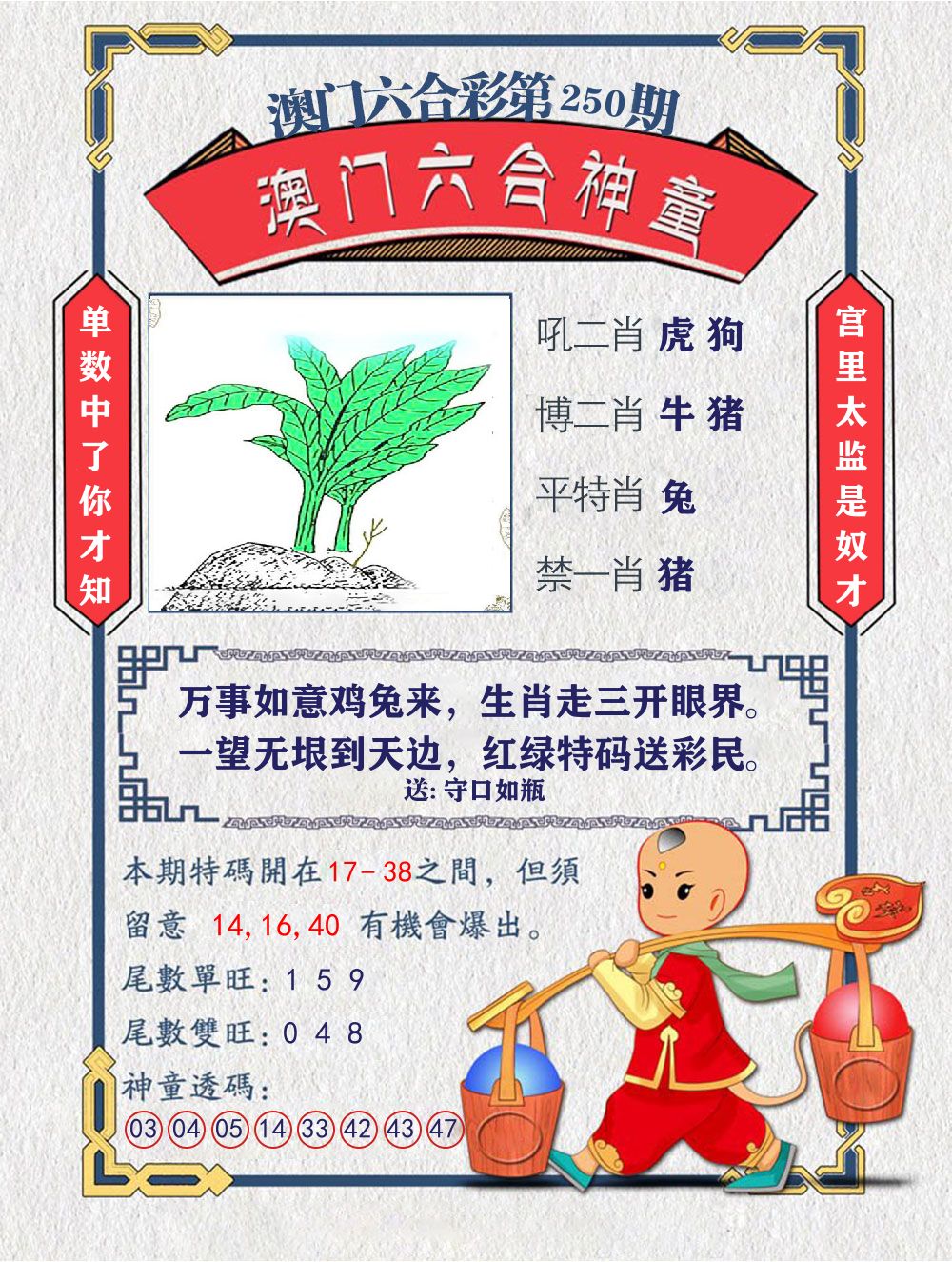 六合神童 第250期