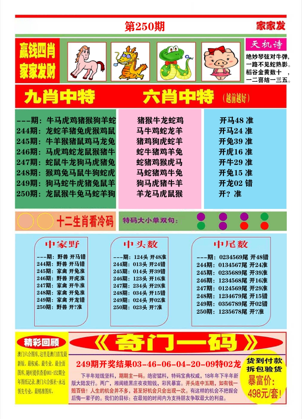 澳门家家发B 第250期