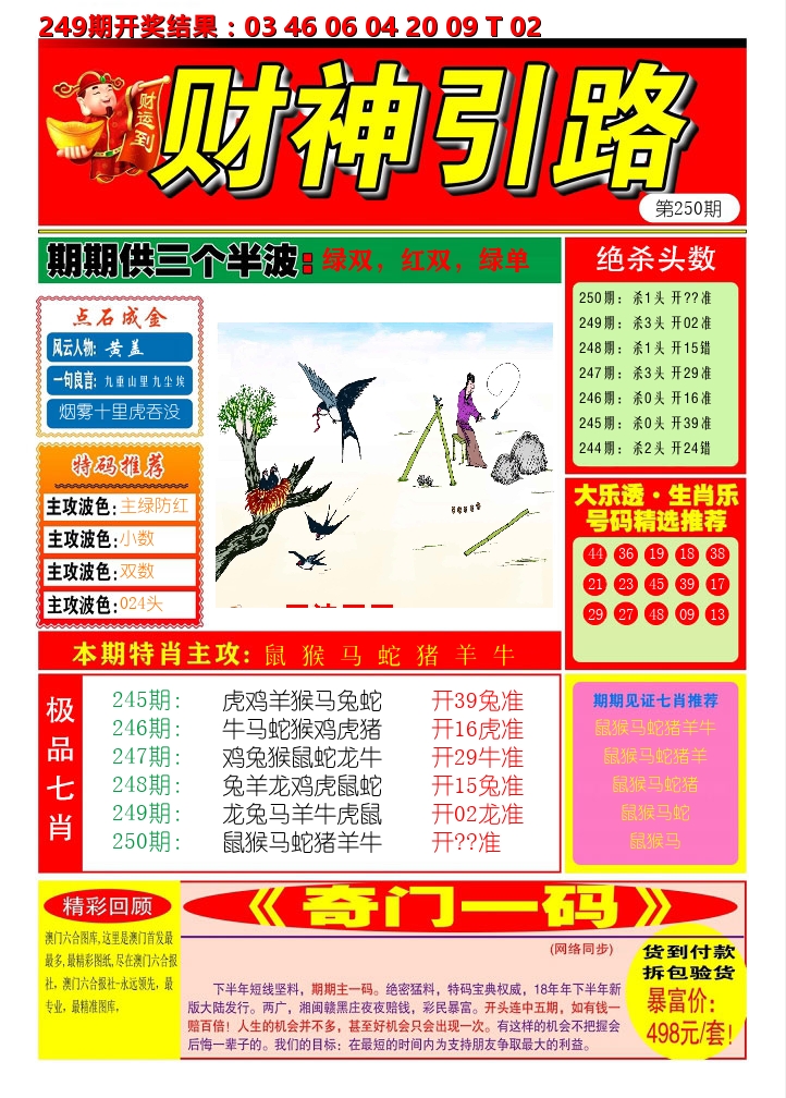 财神引路 第250期