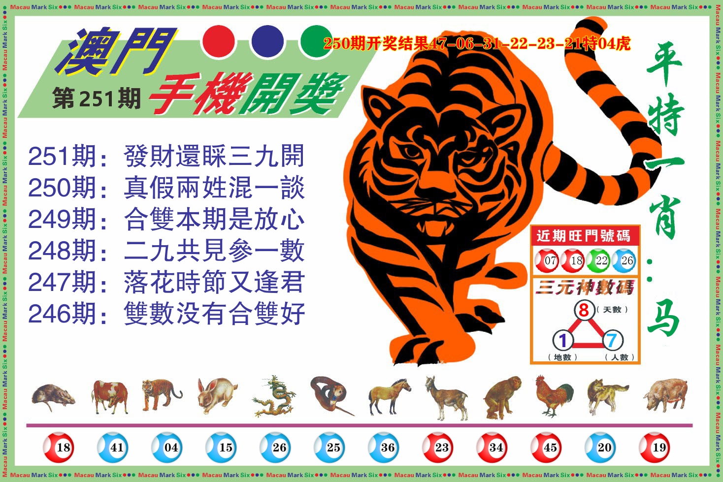 澳门开奖报 第251期