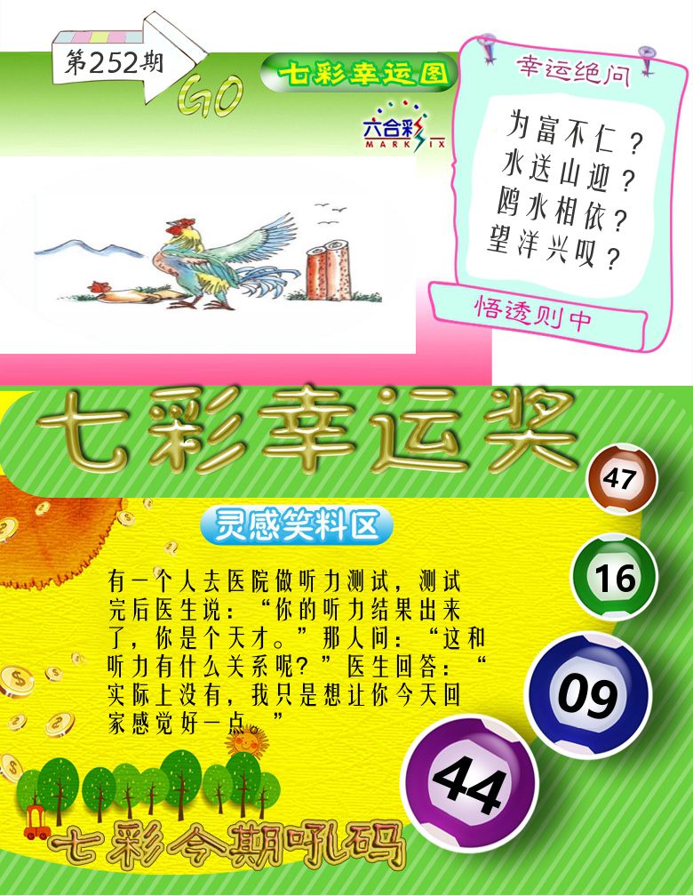 七彩幸运奖 第252期